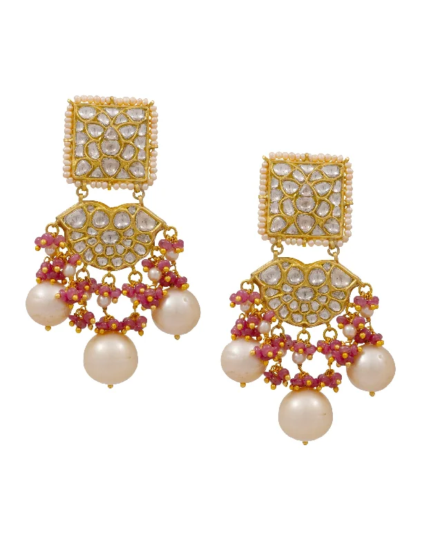 Stylish Drop Earrings-Stylish Drop Earrings-Manjusha Polki Long Earrings