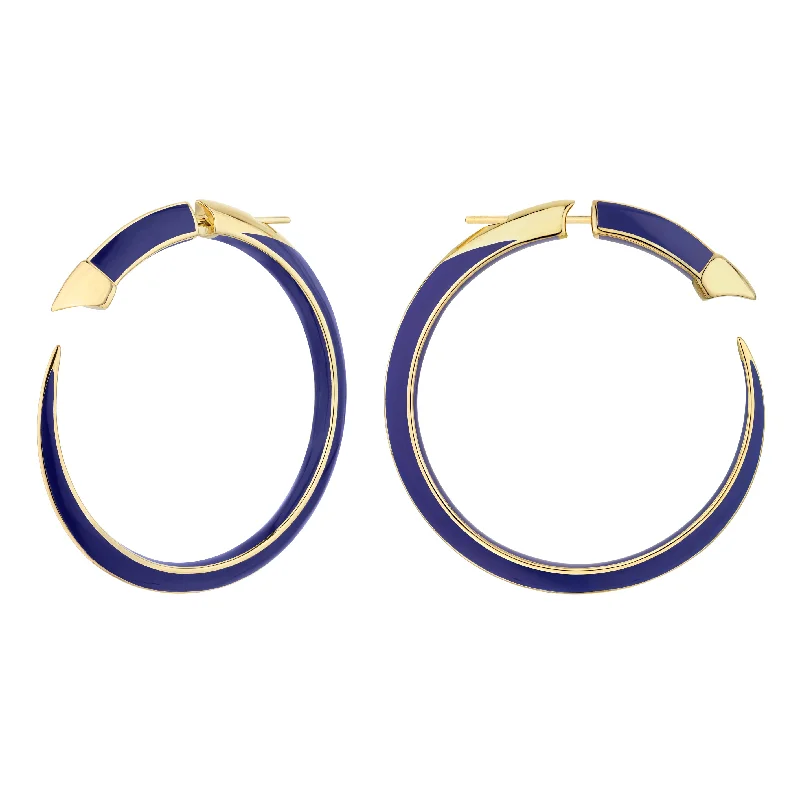 Elegant Diamond Earrings-Elegant Diamond Earrings-Sabre Solis Statement Hoop Earrings - Yellow Gold Vermeil & Atlantic Ceramic