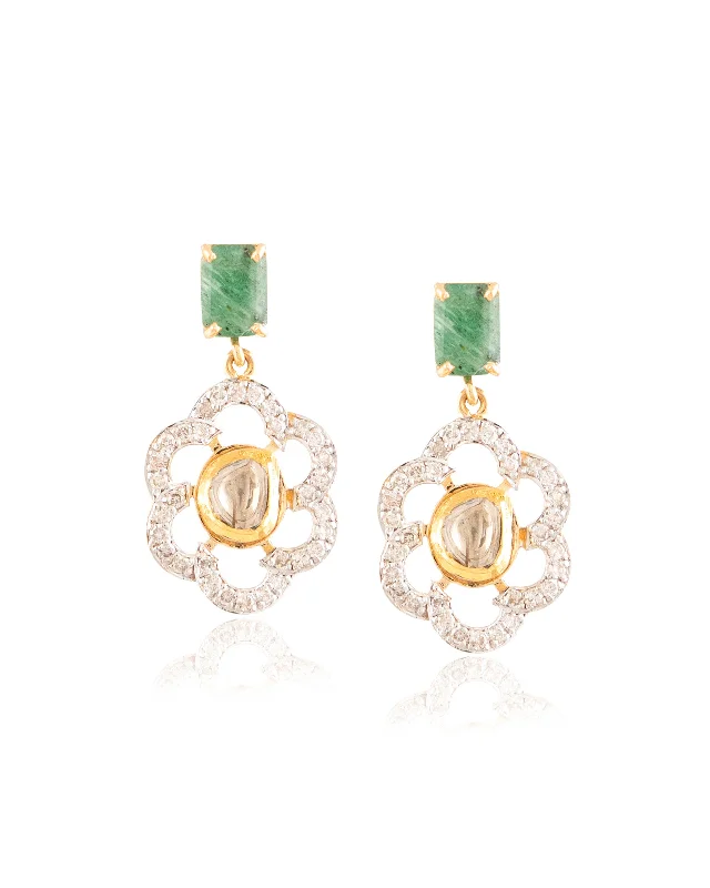 Fashion Statement Earrings-Fashion Statement Earrings-Era Polki And Diamond Long Earrings