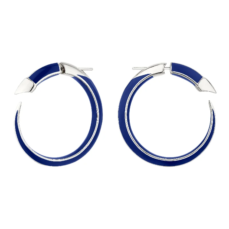 Butterfly Shape Earrings-Butterfly Shape Earrings-Sabre Solis Hoop Earrings - Silver & Atlantic Ceramic