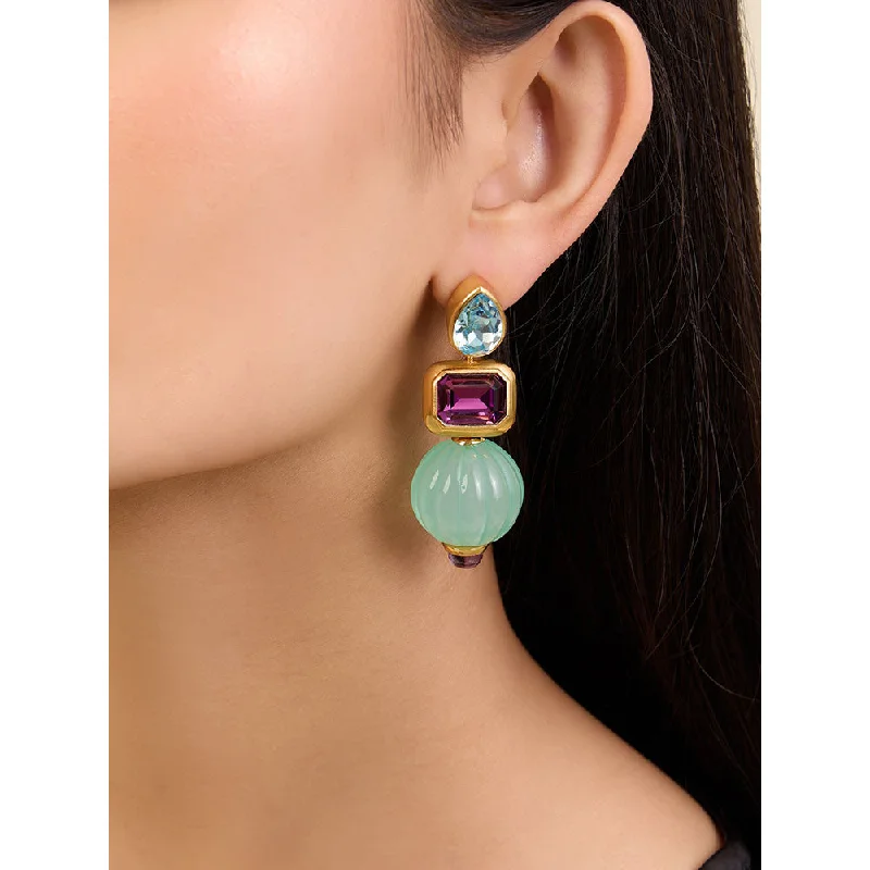 Semi Precious Stone Earrings-Semi Precious Stone Earrings-Isharya Hidden Gems in 18Kt Gold Plated Earrings