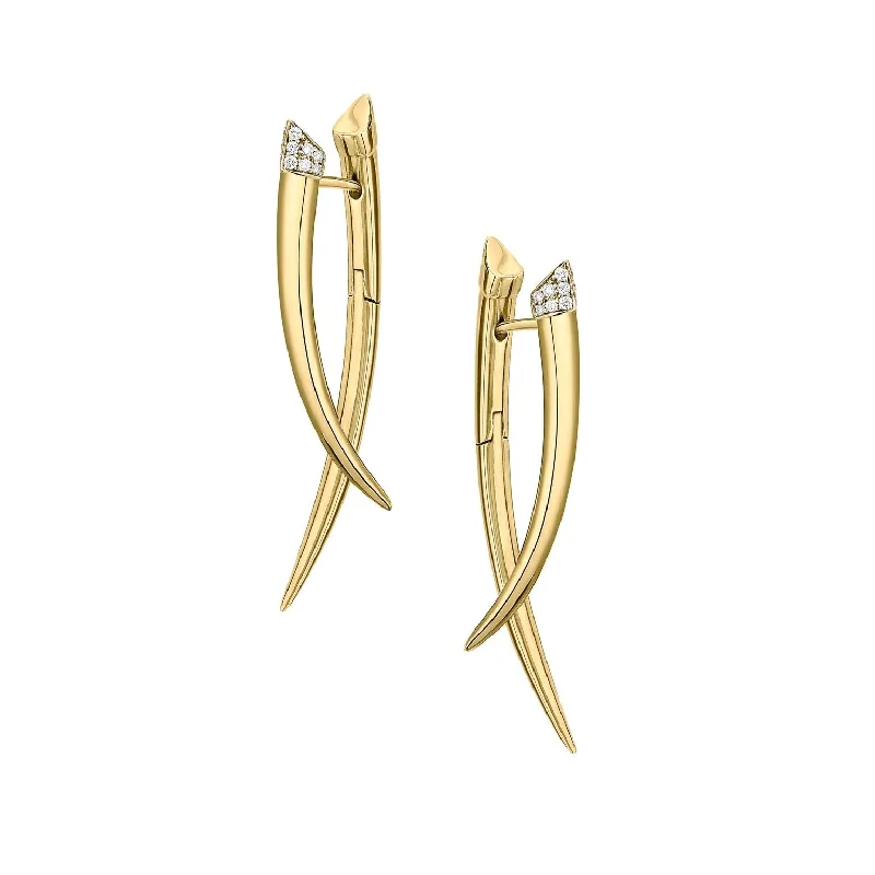 Lightweight Earrings-Lightweight Earrings-Sabre Crossover Earrings - Yellow Gold Vermeil & Diamond Pavé