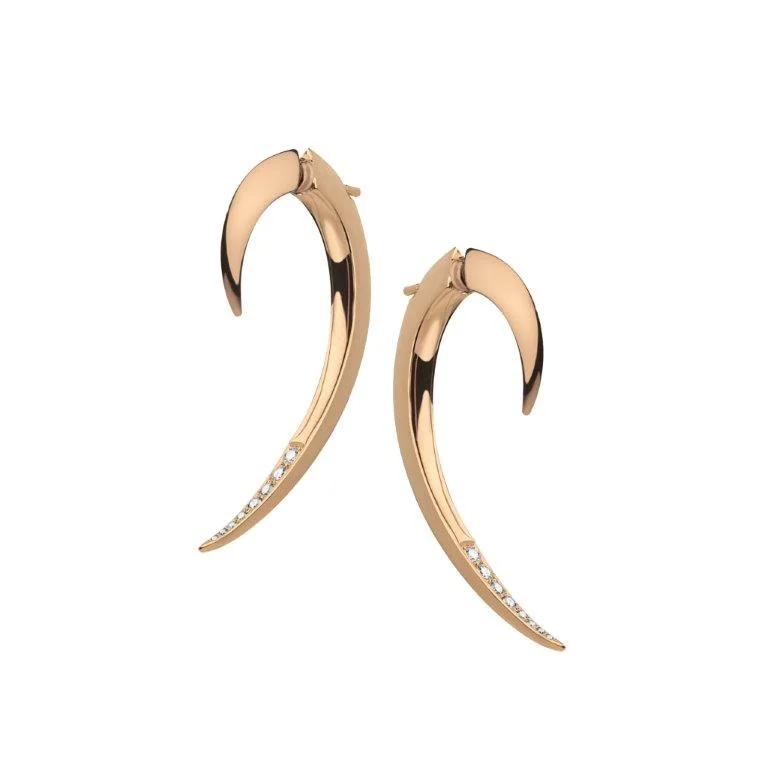 Rose Gold Hoop Earrings-Rose Gold Hoop Earrings-Hook Earrings - Rose Gold Vermeil & Diamond