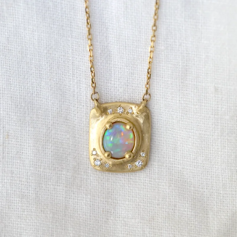 Bohemian Pendant Necklace-Elegant Gold Earrings-Opal Cherish Necklace