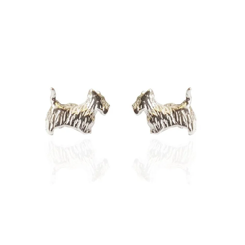 Silver Chandelier Earrings-Silver Chandelier Earrings-Scottie Dog Stud Earrings in Silver