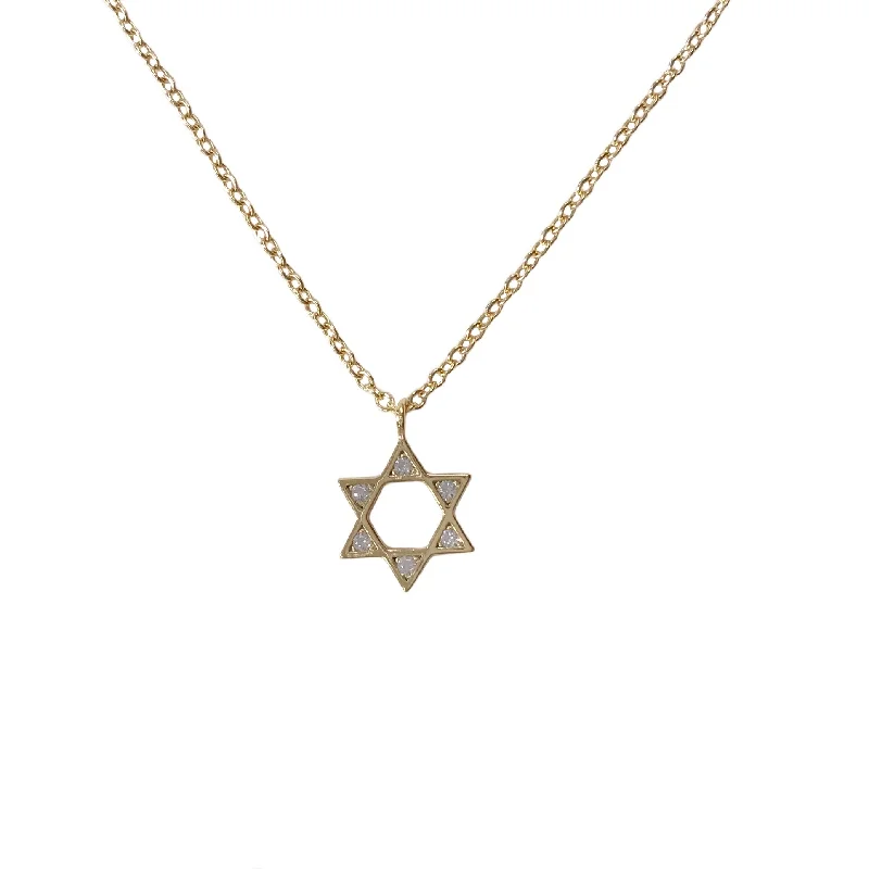 Gold Pendant Necklace-Gold Hoop Earrings-Tiny Star Of David Necklace