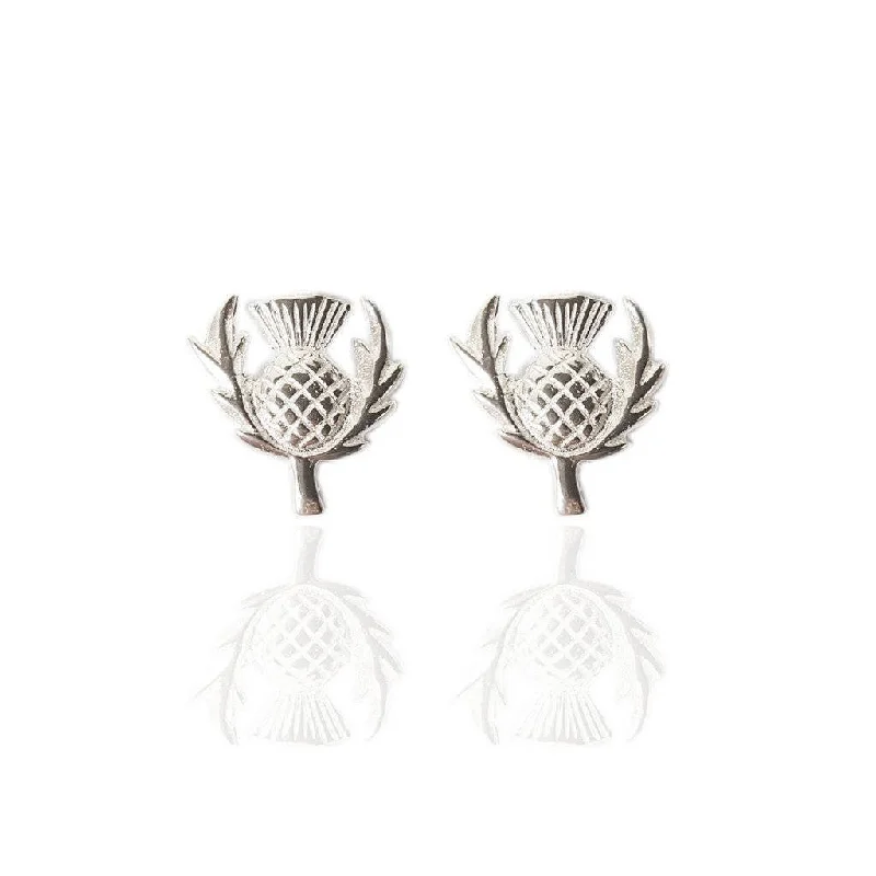 Gold Stud Earrings-Gold Stud Earrings-Wee Thistle Studs in Silver