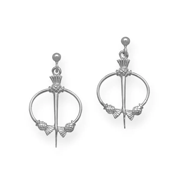 Luxury Pearl Earrings-Luxury Pearl Earrings-Thistle Torque Earrings in Sterling Silver