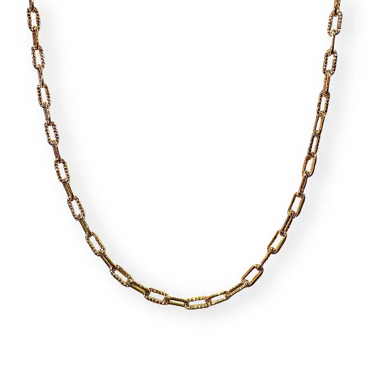 Trendy Long Necklace-Long Crystal Earrings-18K Gold Thick Texture Paper Clip Chain Necklace