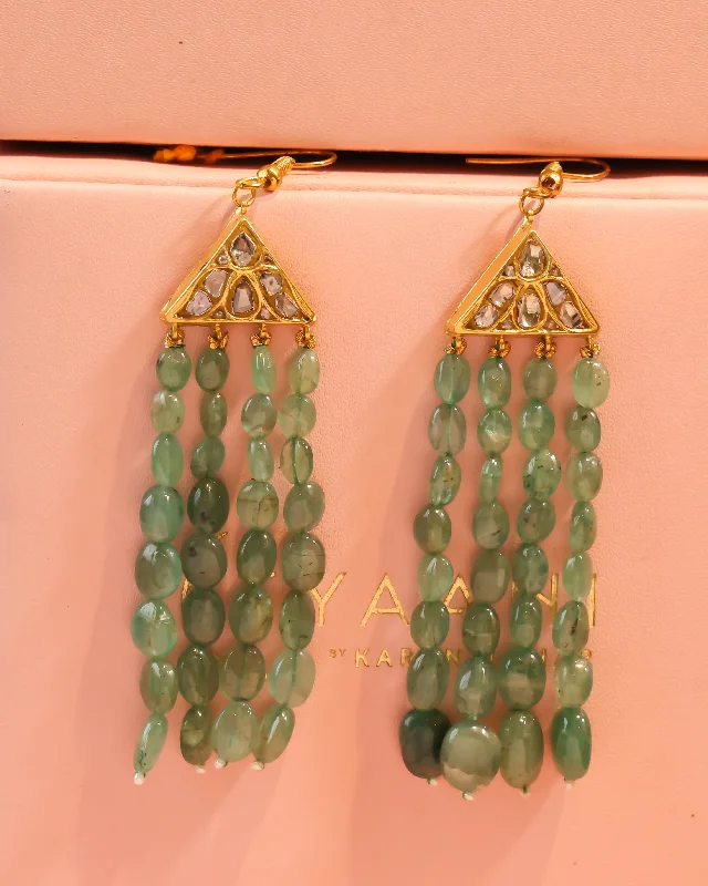 Large Gem Earrings-Large Gem Earrings-Megha Polki Long Earrings