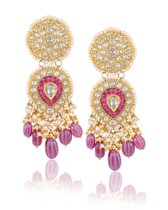 Elegant Wedding Earrings-Elegant Wedding Earrings-Karishma Polki Long Earrings