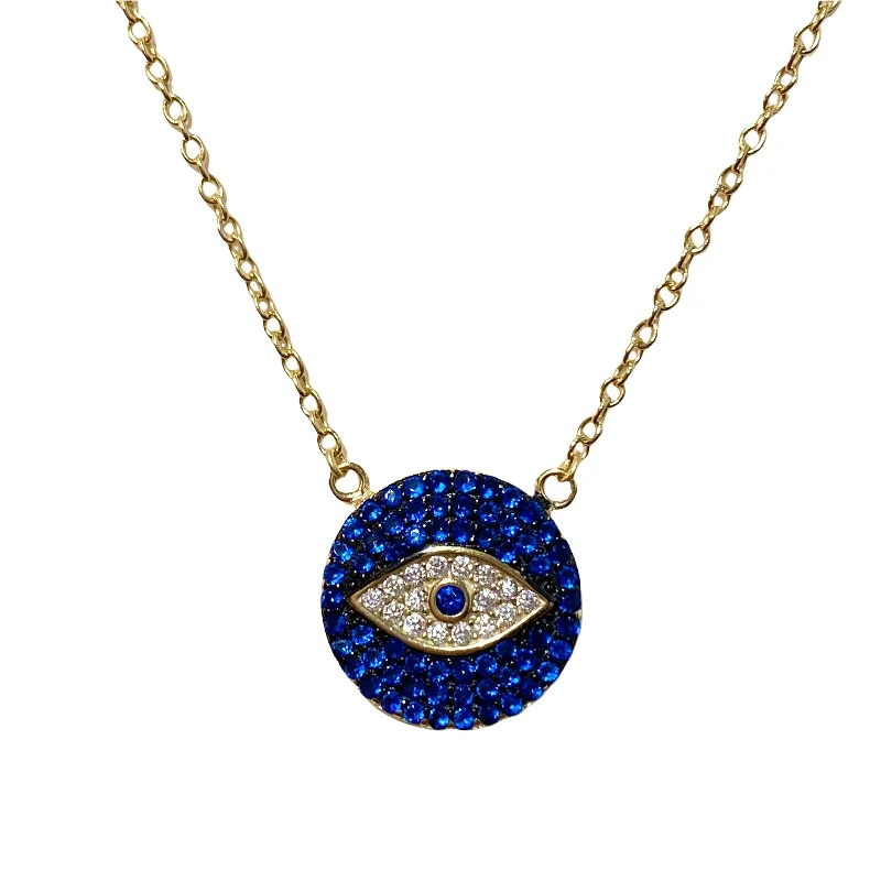 Diamond Necklace for Women-Pearl Drop Earrings-Evil Eye Sparkle Disc Necklace