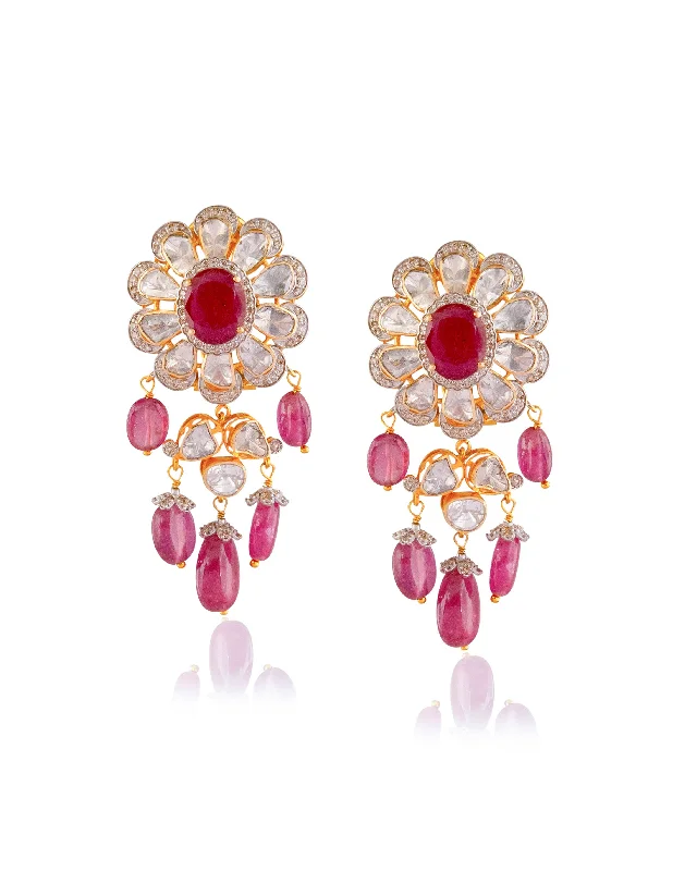 Classic Pearl Earrings-Classic Pearl Earrings-Mitali Polki And Diamond Long Earrings