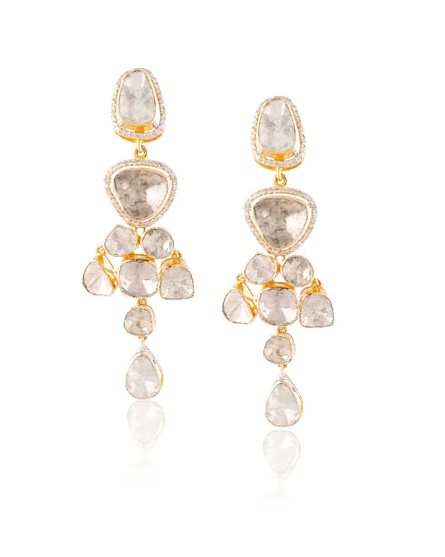 Luxe Pearl Earrings-Luxe Pearl Earrings-Sonali Bendre - Lorissa Polki And Diamond Long Earrings