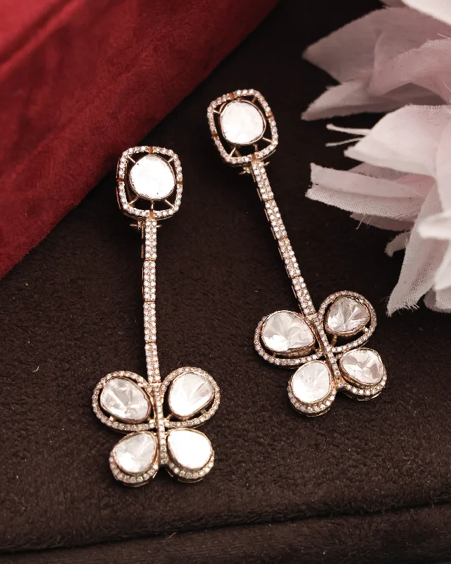 Women’s Drop Earrings-Women’s Drop Earrings-Ayesha Polki And Diamond Long Earrings