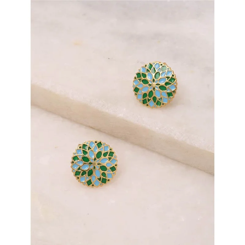 Luxury Gold Earrings-Luxury Gold Earrings-Zurooh Floral Enamel Studs