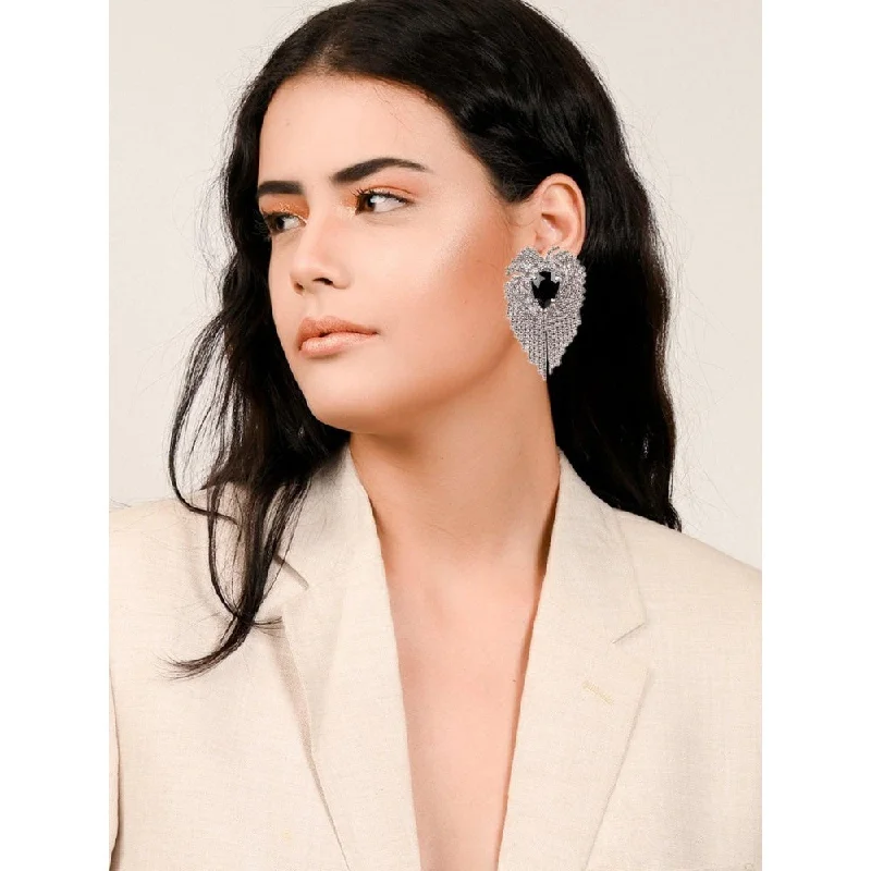 Black Diamond Earrings-Black Diamond Earrings-Odette Women Black Metal Earring