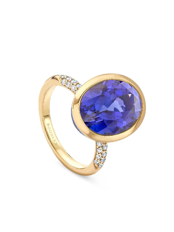 Large Amethyst Ring-Customizable Earrings-Florentine Dolce Vita Oval Tanzanite Yellow French Gold Ring