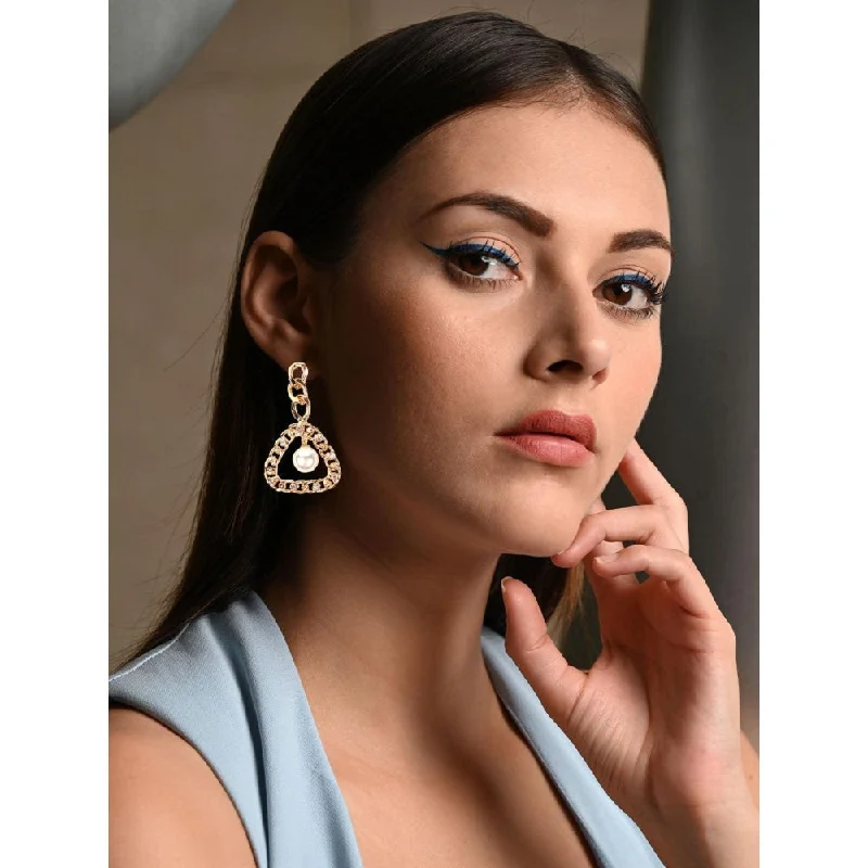 Women’s Drop Earrings-Women’s Drop Earrings-Odette Women Gold Metal Earrings