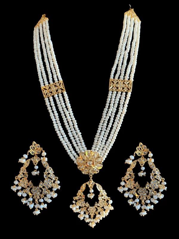 Multi-Layer Necklace-Gemstone Dangle Earrings-LN81 Madhuri long necklace in fresh water pearls (SHIPS IN 4 WEEKS  )