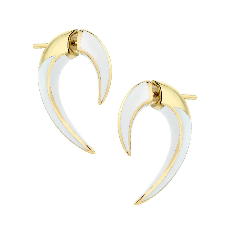 Gold Hoop Earrings-Gold Hoop Earrings-Sabre Solis Talon Earrings - Yellow Gold Vermeil & Chalk Ceramic