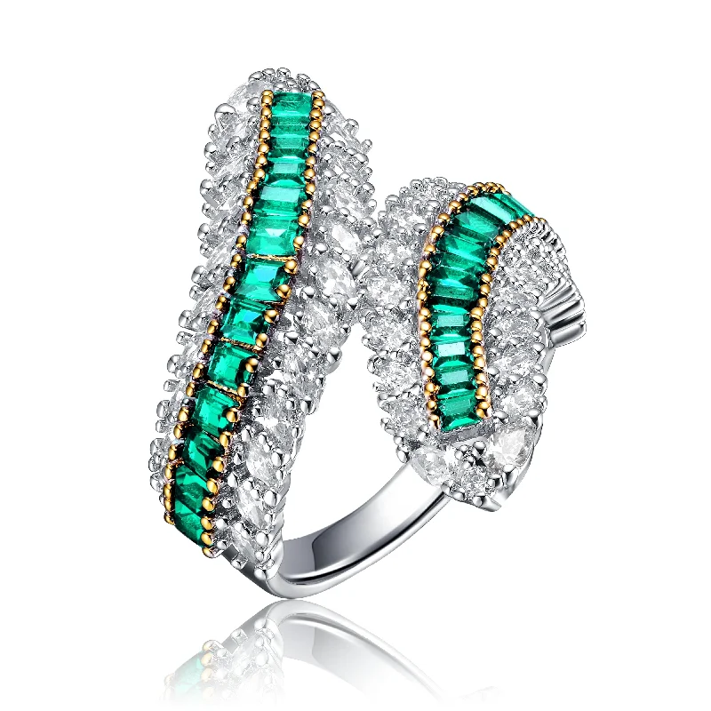 Gold Wedding Ring with Diamonds-Bohemian Earrings-Julienne Green Bypass Limited Edition Ring