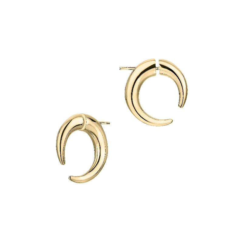 Women’s Crystal Earrings-Women’s Crystal Earrings-Talon Small Hoop Earrings - Yellow Gold Vermeil