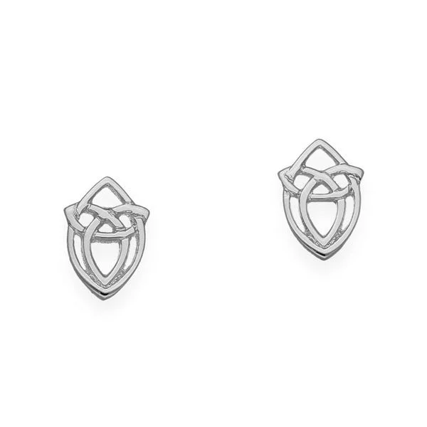 Casual Drop Earrings-Casual Drop Earrings-Celtic Trinity Knot Marquise Stud Earrings in Silver