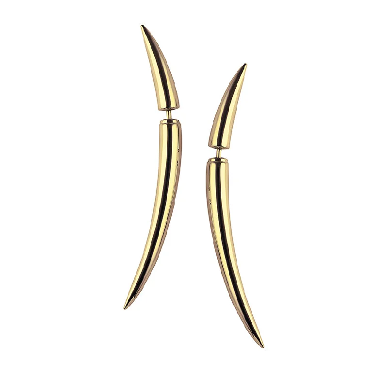 Large Hoop Earrings-Large Hoop Earrings-Quill Earrings - Yellow Gold Vermeil