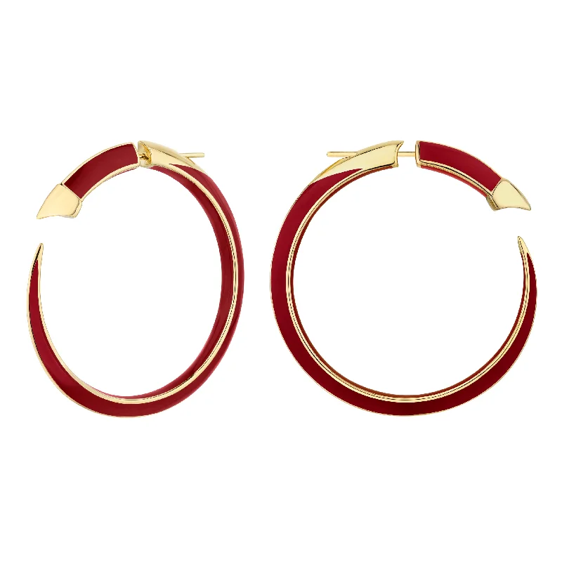 Handmade Silver Earrings-Handmade Silver Earrings-Sabre Solis Statement Hoop Earrings - Yellow Gold Vermeil & Sienna Ceramic