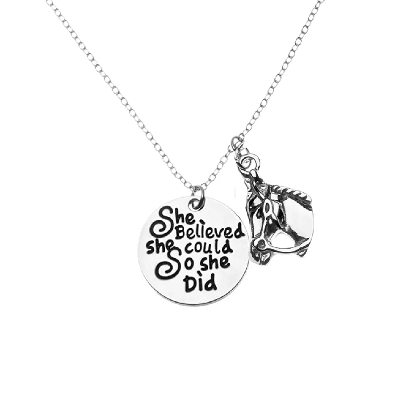 Charm Necklace for Women-Chic Dangle Earrings-Horse Necklace - Motivational Phrases