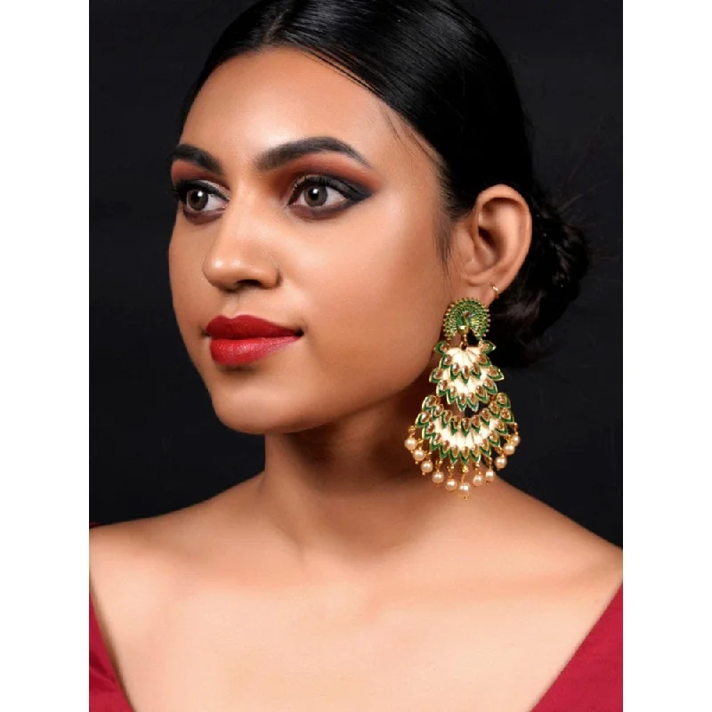 Lightweight Stud Earrings-Lightweight Stud Earrings-Odette Women Multi-Color Leafy Lovely Chandali Earrings!