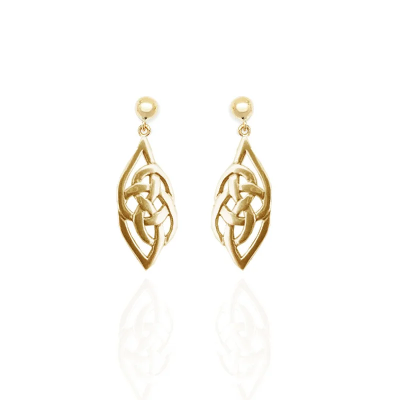 Artistic Earrings-Artistic Earrings-9ct Yellow Gold Celtic Flow Drop Earrings