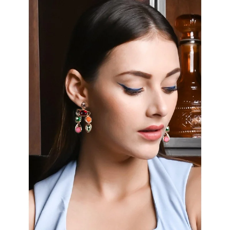 Luxury Pearl Earrings-Luxury Pearl Earrings-Odette Women Multicolour Metal Earrings