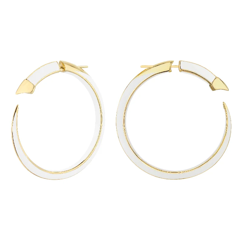 Sterling Silver Hoop Earrings-Sterling Silver Hoop Earrings-Sabre Solis Statement Hoop Earrings - Yellow Gold Vermeil & Chalk Ceramic