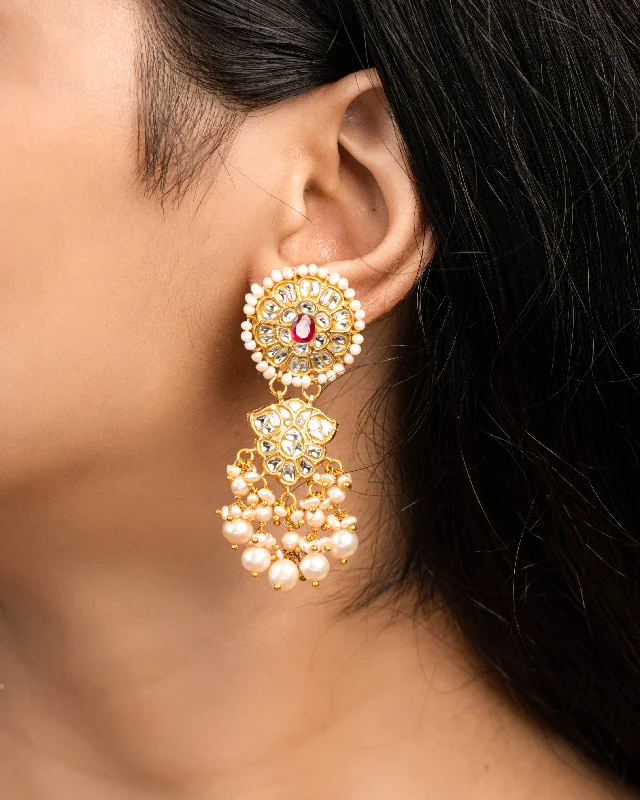 Women’s Drop Earrings-Women’s Drop Earrings-Nitya Polki Long Earrings