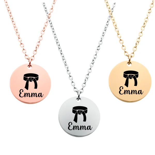 Customizable Gold Necklace-Bohemian Earrings-Engraved Martial Arts Necklace