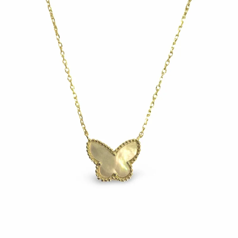 Gold Coin Necklace-Modern Silver Earrings-Butterfly Mother of Pearl Necklace