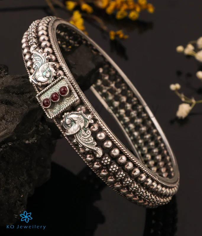 Adjustable Bangle for Women-Casual Drop Earrings-The Malhar Silver Bangle (Oxidised/Size 2.2/2.4/2.6/2.8)