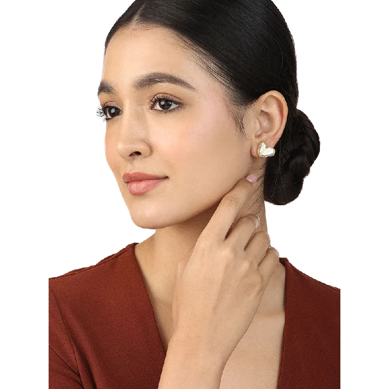 Elegant Drop Earrings-Elegant Drop Earrings-Isharya Essential Mirror Stud Earrings In 18Kt Gold Plated