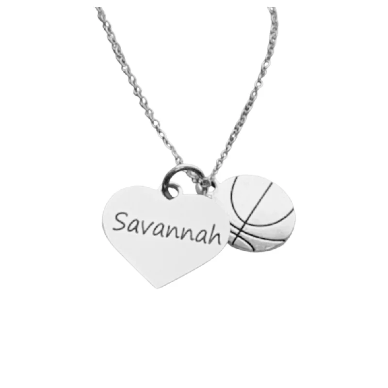 Opal Necklace for Women-Luxury Gold Earrings-Engraved Basketball Heart Name Necklace