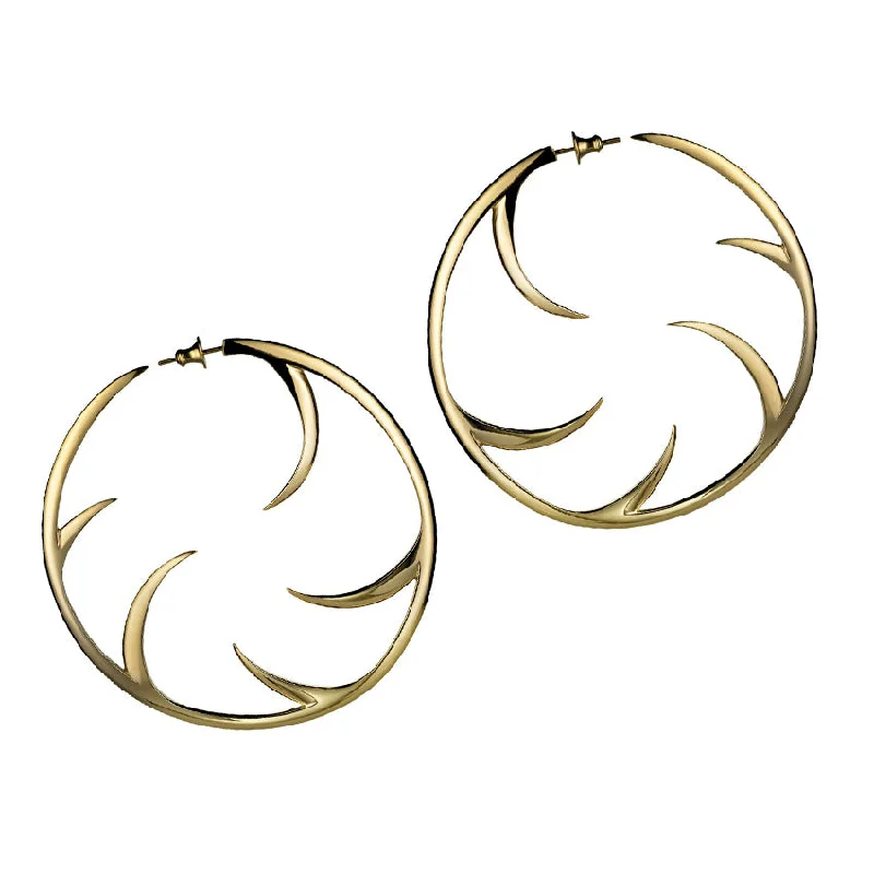 Custom Hoop Earrings-Custom Hoop Earrings-Talon Statement Cat Claw Hoop Earrings - Yellow Gold Vermeil