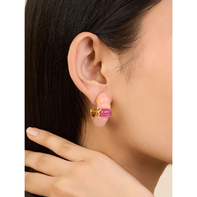 Multi-Layered Earrings-Multi-Layered Earrings-Isharya Pretty in Pink in 18Kt Gold Plated Earrings