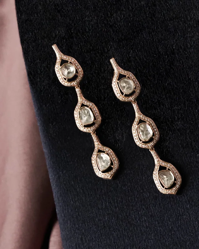 Hoop Earrings for Women-Hoop Earrings for Women-Riddhi Polki And Diamond Long Earrings