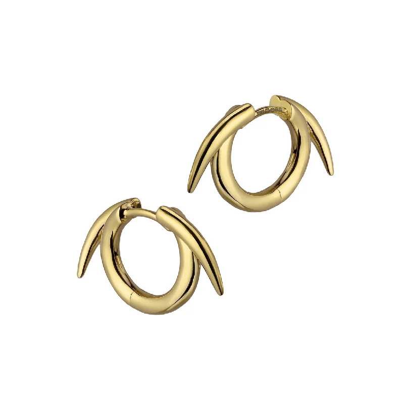 Elegant Diamond Earrings-Elegant Diamond Earrings-Quill Small Hoop Earrings - Yellow Gold Vermeil