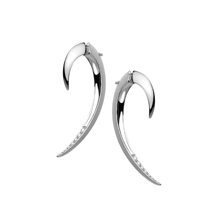 Oversized Earrings-Oversized Earrings-Hook Earrings - Silver & Diamond