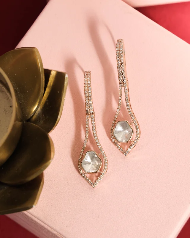 Luxury Crystal Earrings-Luxury Crystal Earrings-Kanishka Polki And Diamond Long Earrings