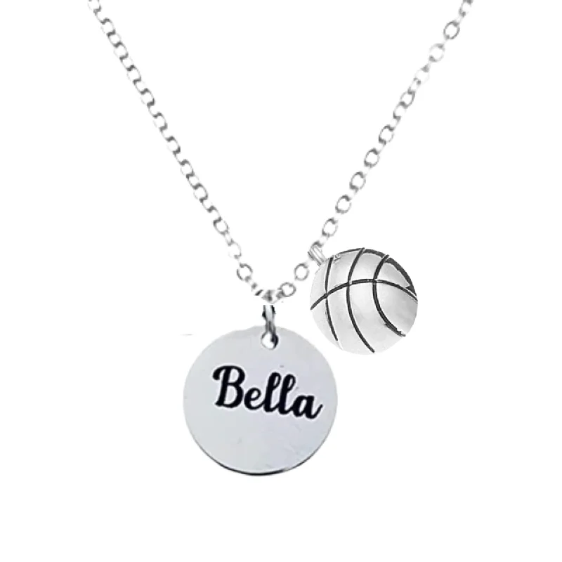 Simple Diamond Necklace-Sunflower Earrings-Engraved Basketball Name Necklace