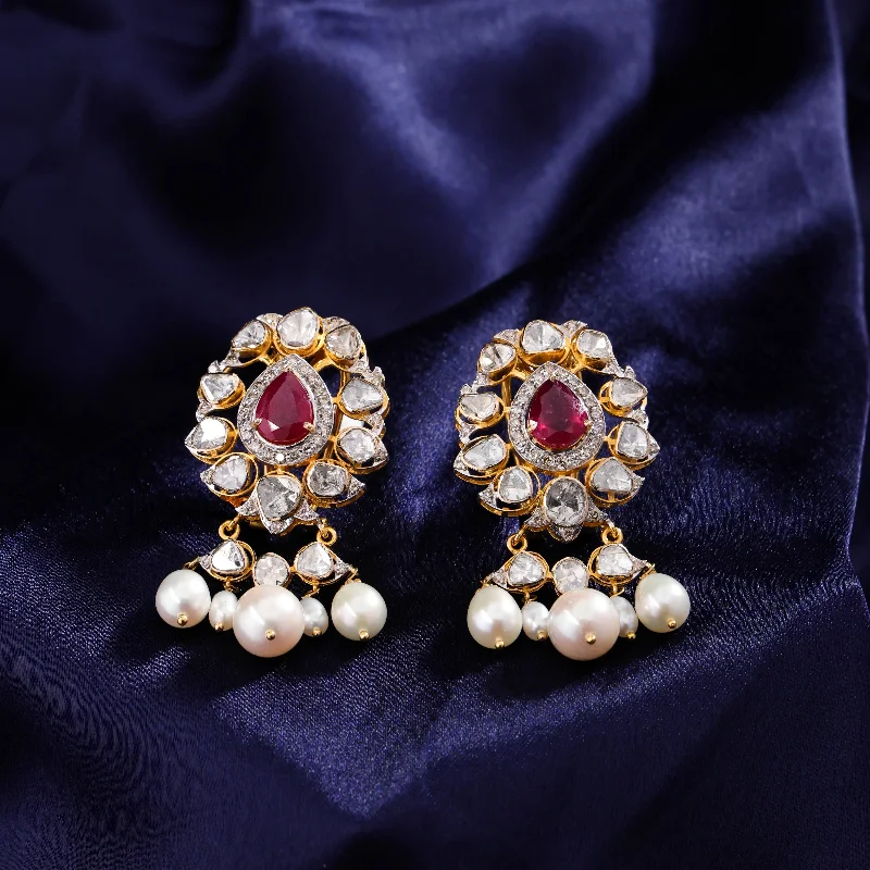 Butterfly Shape Earrings-Butterfly Shape Earrings-Harshita Polki And Diamond Long Earrings