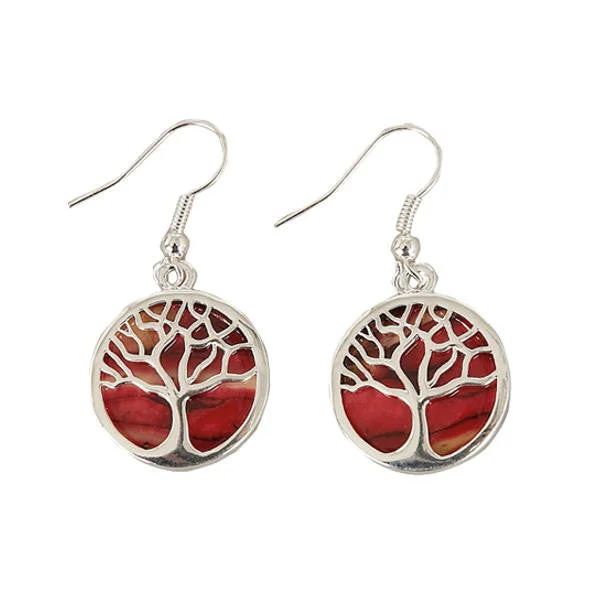 Double-Sided Earrings-Double-Sided Earrings-Heathergems Round Tree of Life Earrings In Silver